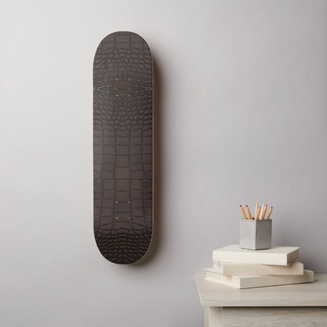 Brown Alligator Texture Print Skateboard (Wall Art)