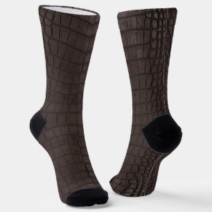 Brown Alligator Texture Print Socks