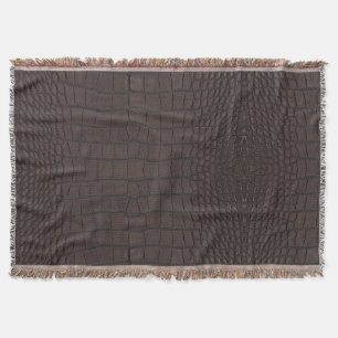 Brown Alligator Texture Print Throw Blanket