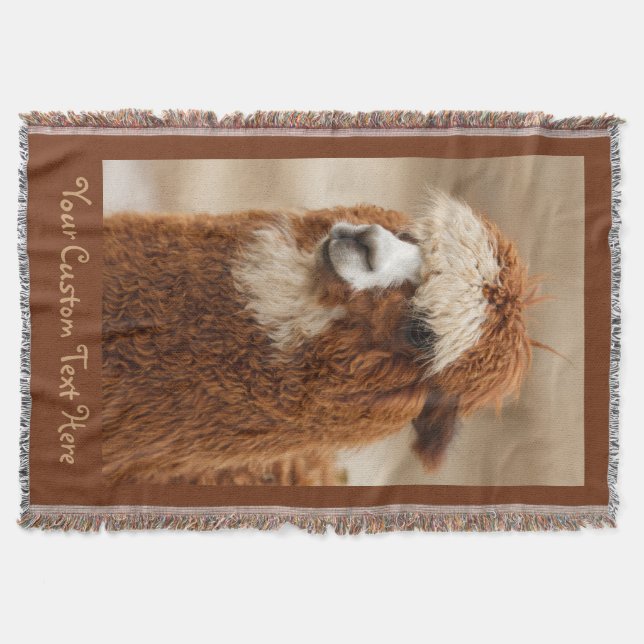 Brown Alpaca custom throw blanket (Front)
