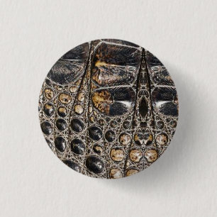 Brown American Alligator Skin Leather Print 3 Cm Round Badge