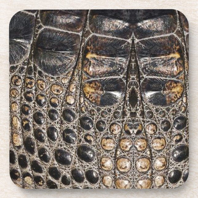 Brown American Alligator Skin Leather Print Coaster (Front)