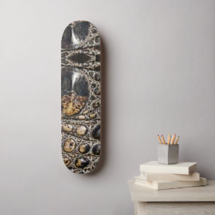 Brown American Alligator Skin Texture Skateboard