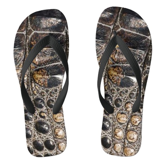 Brown American Alligator Skin Texture Thongs (Footbed)