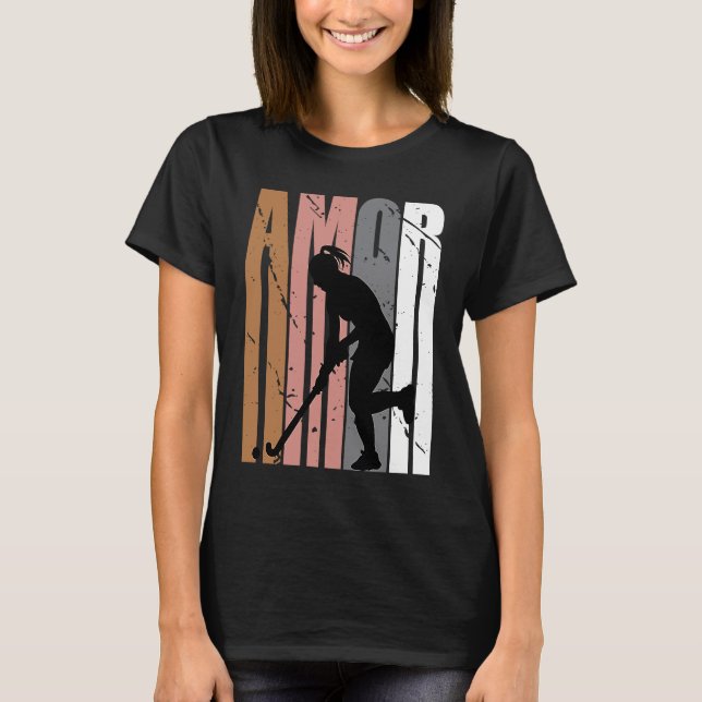 Brown Amor Hockey Motivational Girls Teen Teenager T-Shirt (Front)