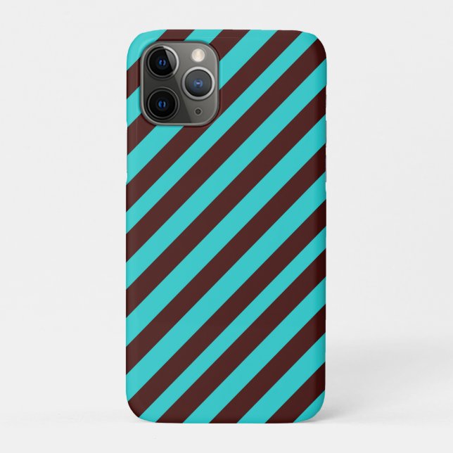 Brown and aqua stripes Case-Mate iPhone case (Back)