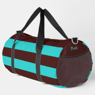 Brown and Aqua Stripes Duffle Bag
