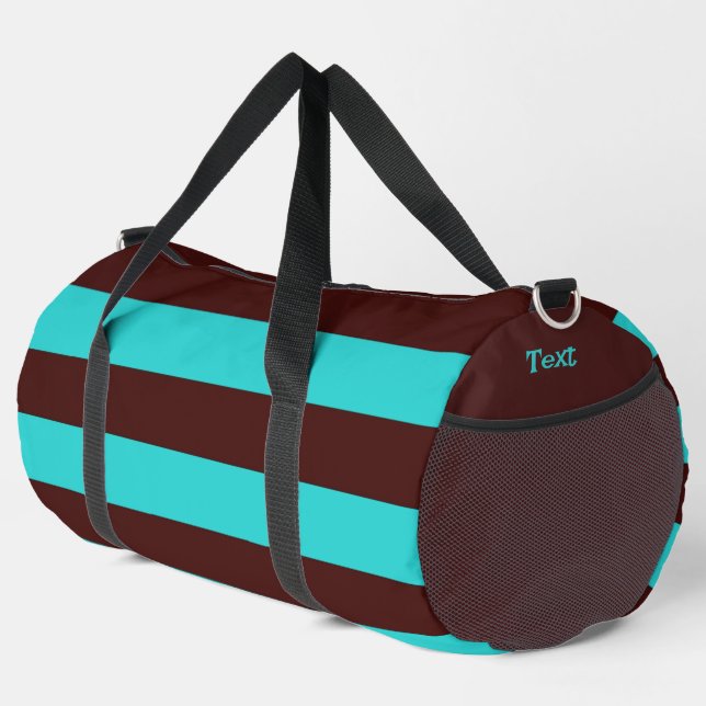 Brown and Aqua Stripes  Duffle Bag (Right Corner)