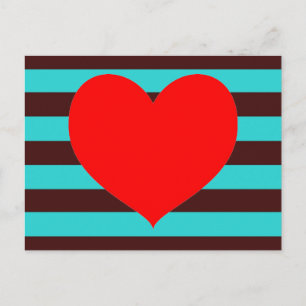 Brown and Aqua Stripes Postcard