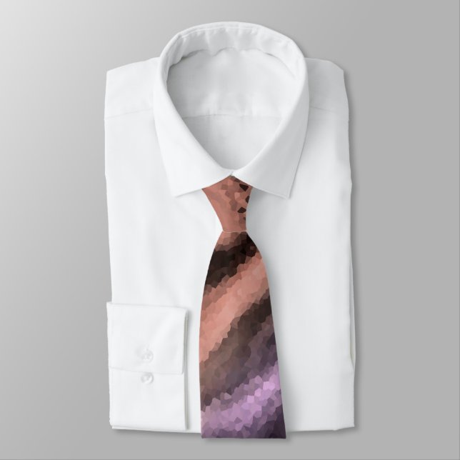 Brown and beige blurred crystal pattern tie (Tied)