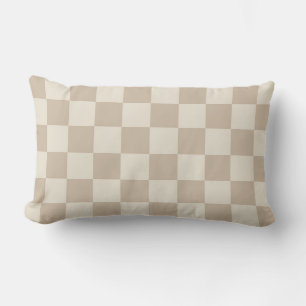 Brown and Beige Checkerboard Lumbar Cushion