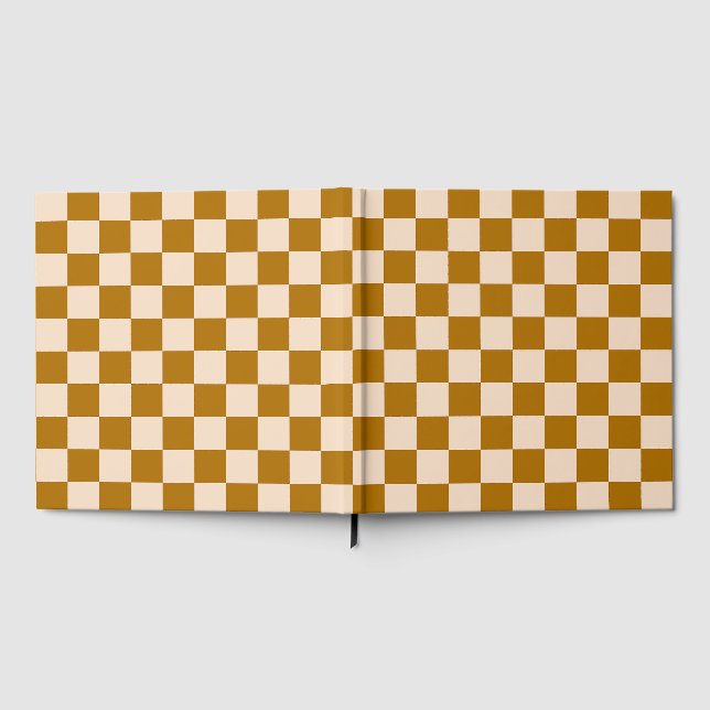 Brown and beige checkerboard pattern guest book (Full)
