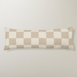 Brown and Beige Chequerboard Body Cushion