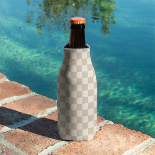 Brown and Beige Chequerboard Bottle Cooler