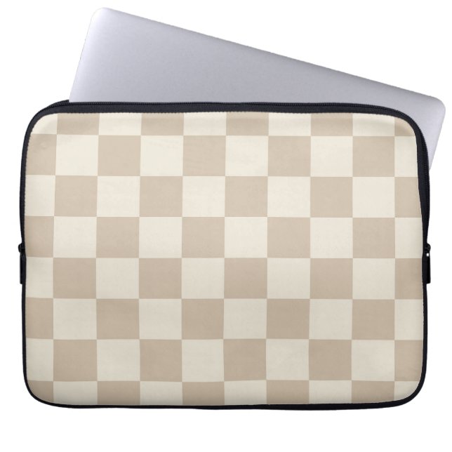 Brown and Beige Chequerboard Laptop Sleeve (Front)
