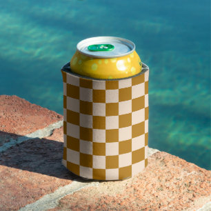 Brown and beige chequerboard pattern can cooler