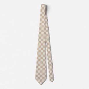Brown and Beige Chequerboard Tie