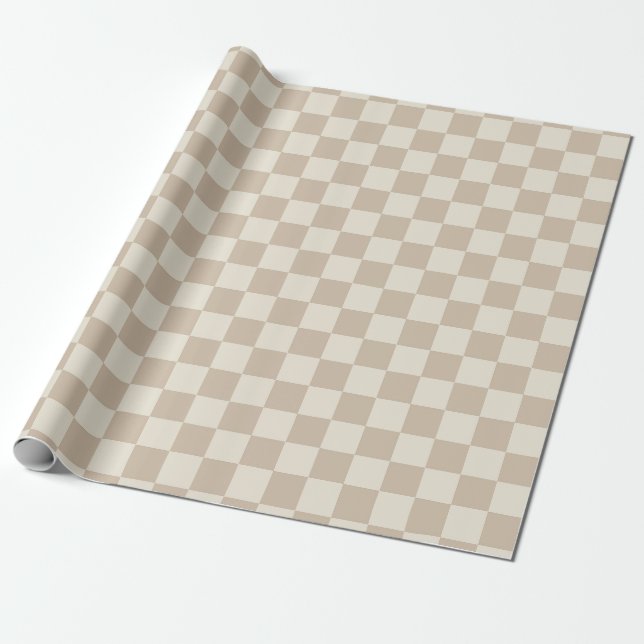 Brown and Beige Chequerboard Wrapping Paper (Unrolled)