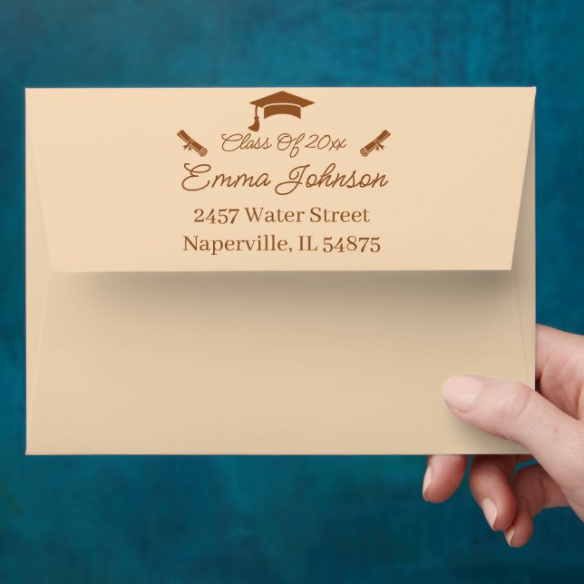 Brown And Beige Custom Graduation Envelope (Hand)