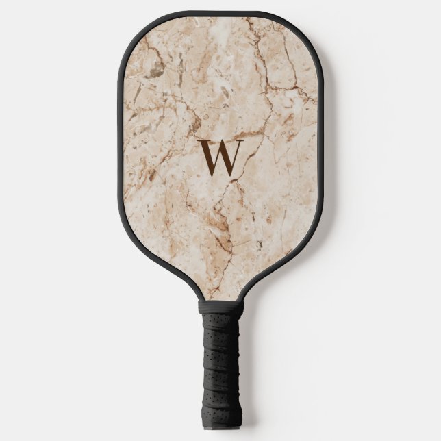Brown and Beige Marble  Pickleball Paddle (Front)