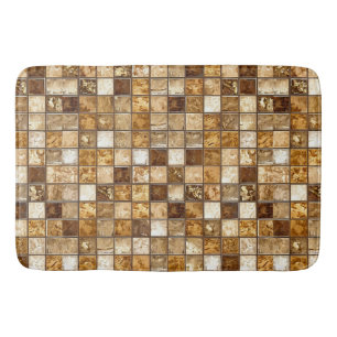 Brown and Beige Mosaic Tile Wall Bath Mat