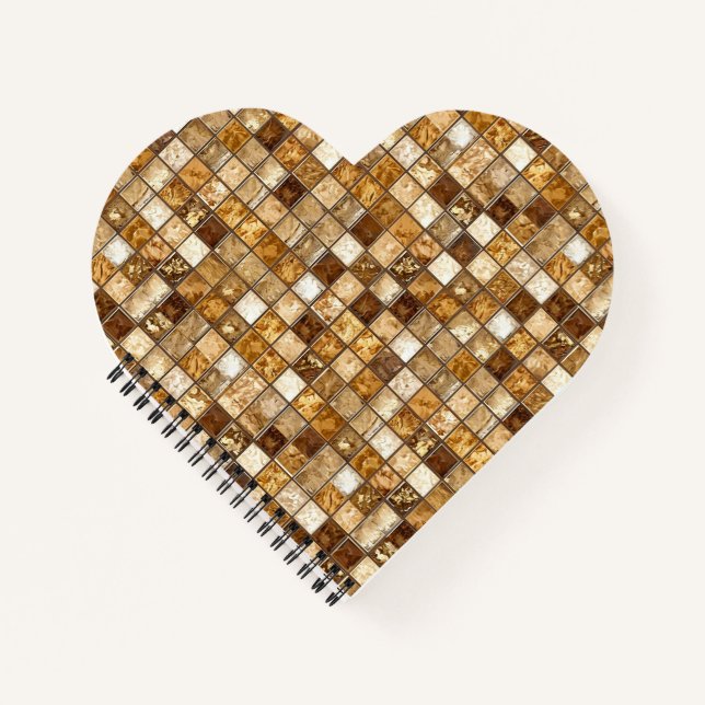 Brown and Beige Mosaic Tile Wall Notebook (Front)