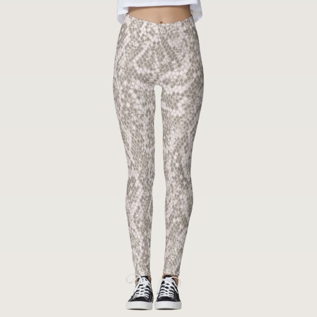 Brown and Beige Snake Skin Pattern Leggings (Front)