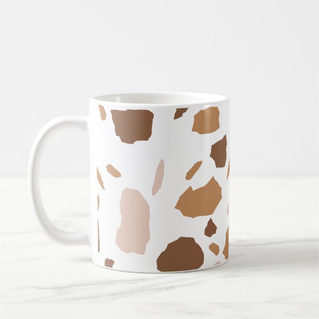 Brown and Beige Tan Terrazzo Coffee Mug (Left)
