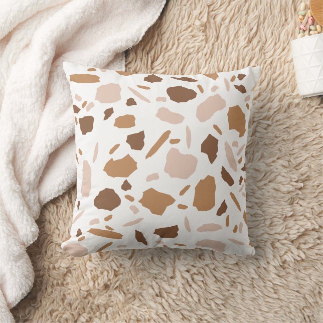 Brown and Beige Tan Terrazzo Cushion (Blanket)