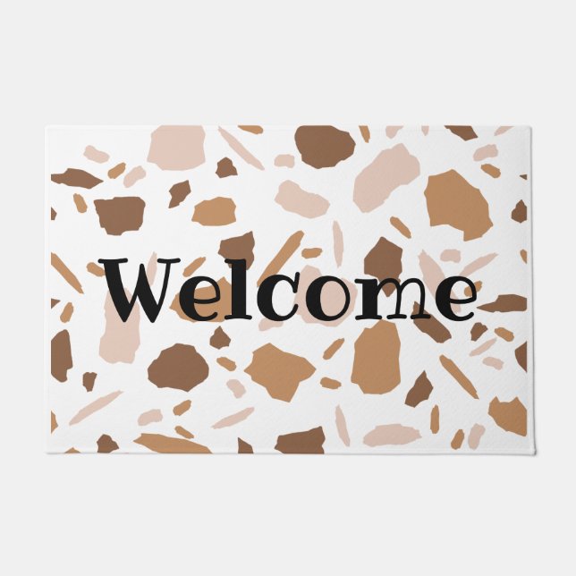 Brown and Beige Tan Terrazzo  Doormat (Front)