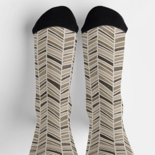 Brown and Beige Watercolor Herringbone Unisex Socks