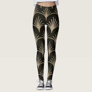 Brown and Biege Art Deco Design Leggings