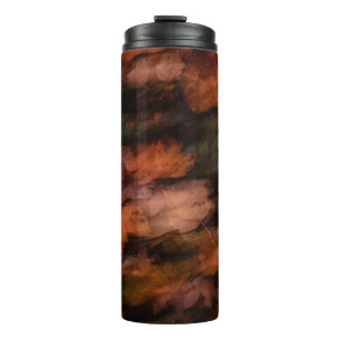 BROWN AND BLACK ABSTRACT PAINTING COLORFUL BLURRED THERMAL TUMBLER