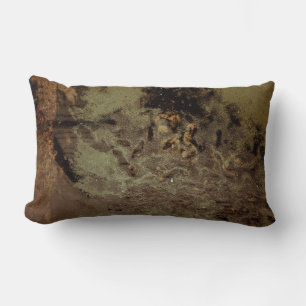 Brown and black abstract painting lumbar cushion