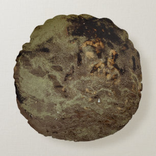 Brown and black abstract painting round cushion