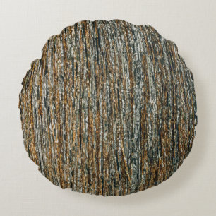 Brown and black abstract painting round cushion