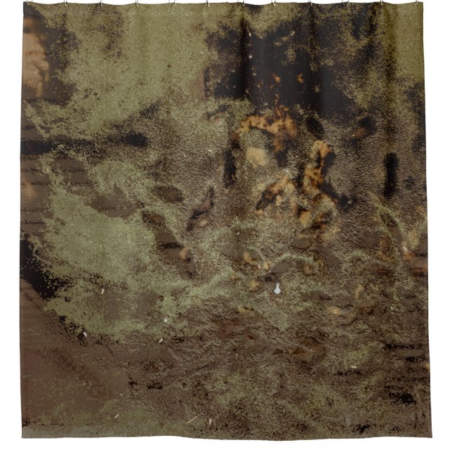 Brown and black abstract painting shower curtain (Front)