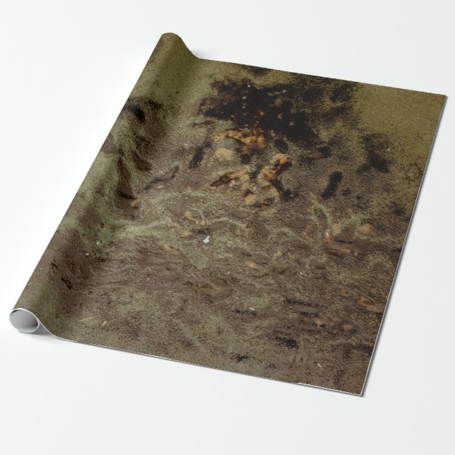 Brown and black abstract painting wrapping paper (Unrolled)