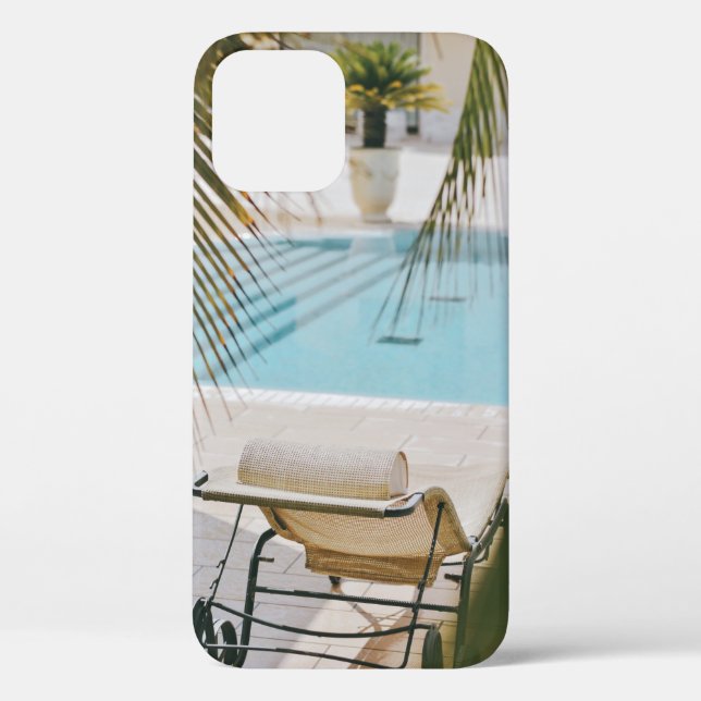 Brown and black armchair beside swimming pool in t Case-Mate iPhone case (Back)