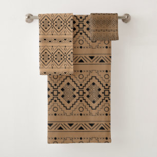 Brown and Black aztec pattern   Bath Towel Set