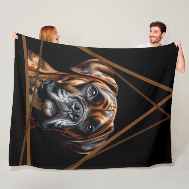 Brown and Black Brindle Boxer Lab Dog Fleece Blanket (In Situ)