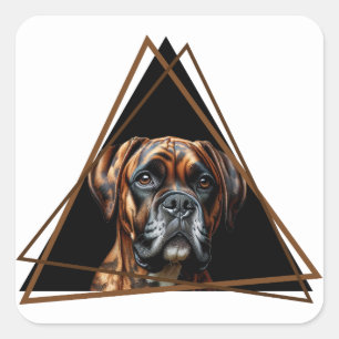 Brown and Black Brindle Boxer Lab Dog Square Sticker