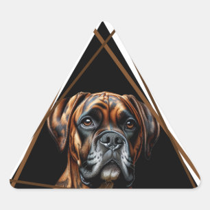 Brown and Black Brindle Boxer Lab Dog Triangle Sticker