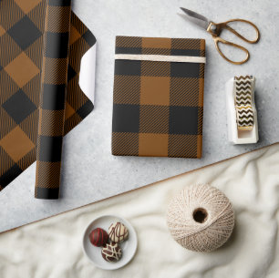 Brown and Black Buffalo Check Holiday Wrapping Paper