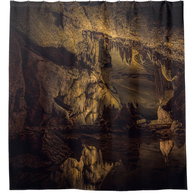 BROWN AND BLACK CAVE PAINTING SHOWER CURTAIN (Front)