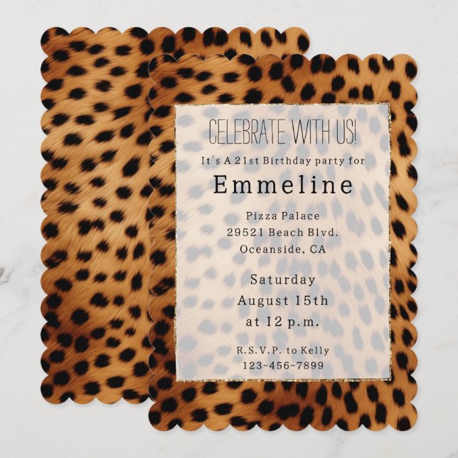 Brown and Black Cheetah Animal  Invitation (Front/Back)