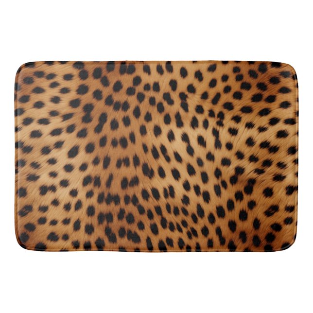 Brown and Black Cheetah Animal print Bath Mat (Front)