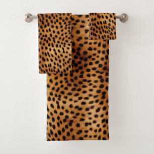 Brown and Black Cheetah Animal print Bath Towel Set