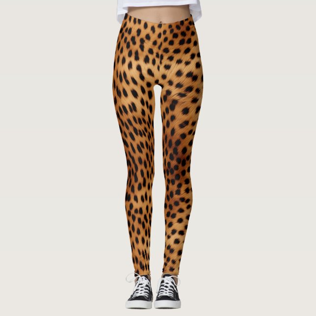 Brown and Black Cheetah Animal print Leggings (Front)