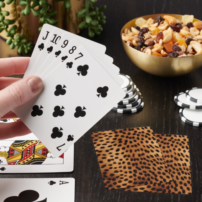 Brown and Black Cheetah Animal print Playing Cards (In Situ)